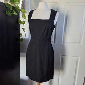 Banana Republic Black Square Neck Midi Dress Women's Size 12 New With Tags